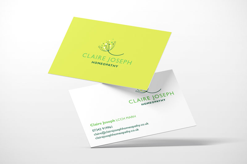 claire joseph homeopathy business card