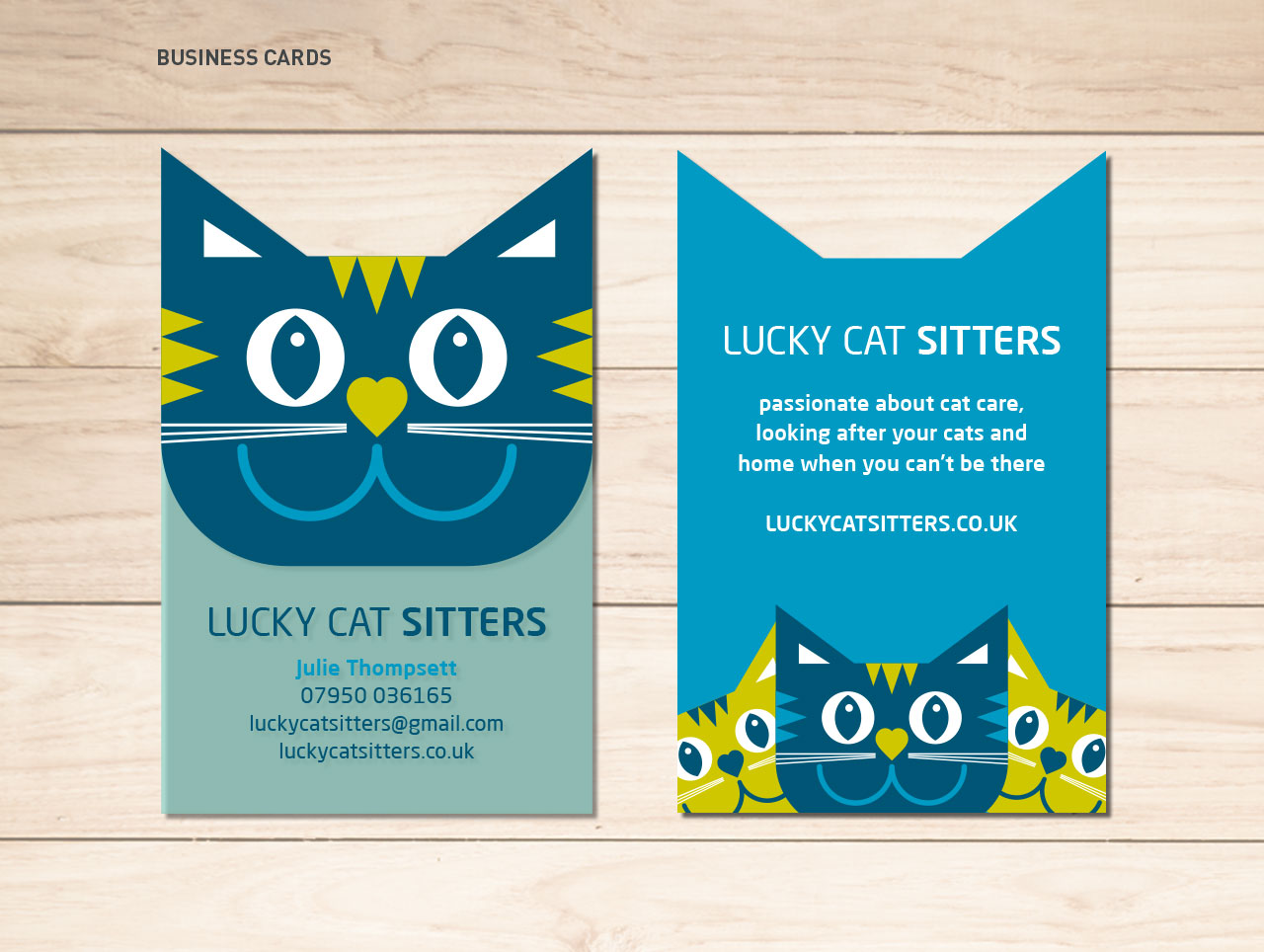 Lucky Cat Sitters business card design