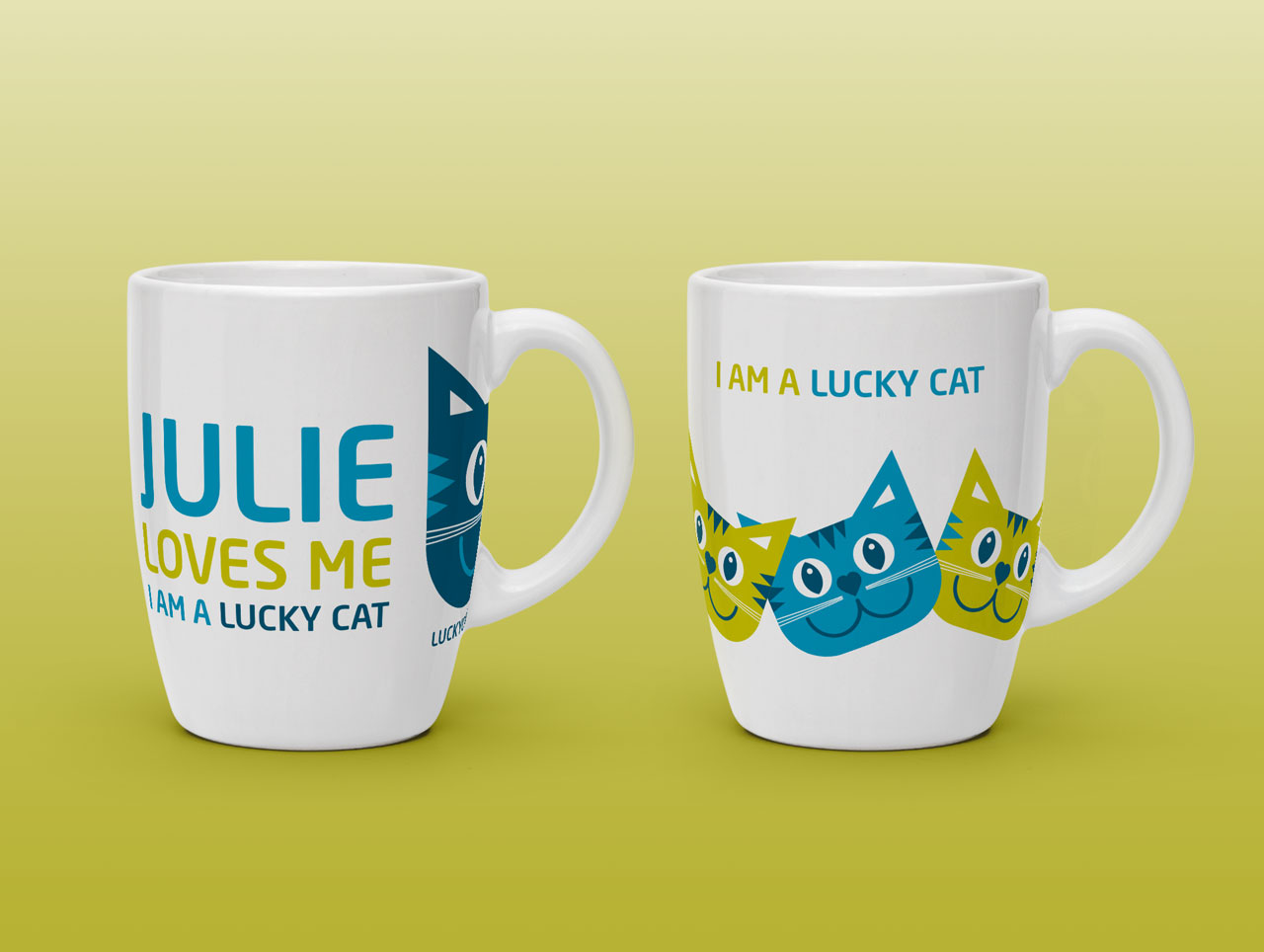 Lucky Cat Sitters promotional mugs