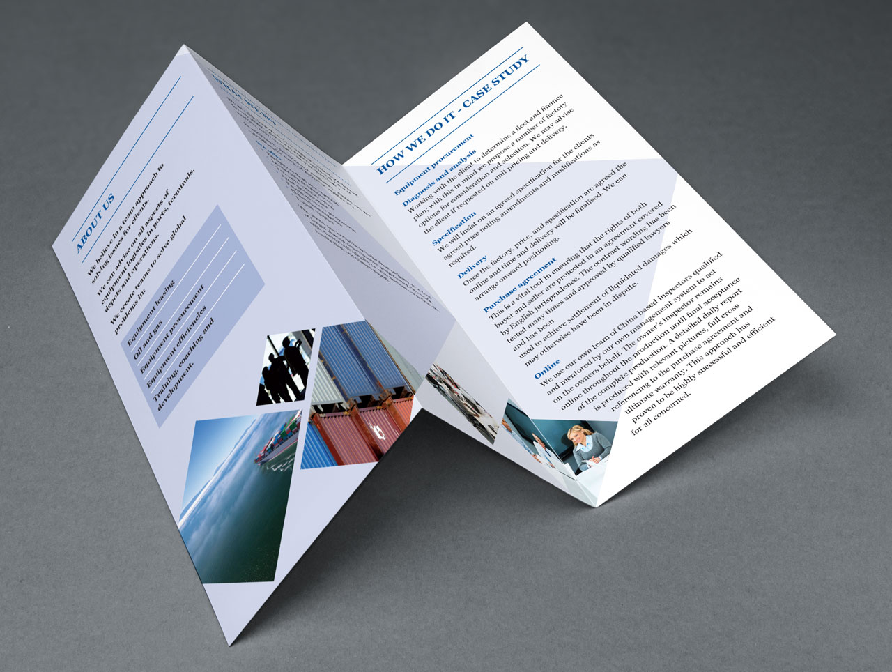 logistics sector brochure and leaflet design